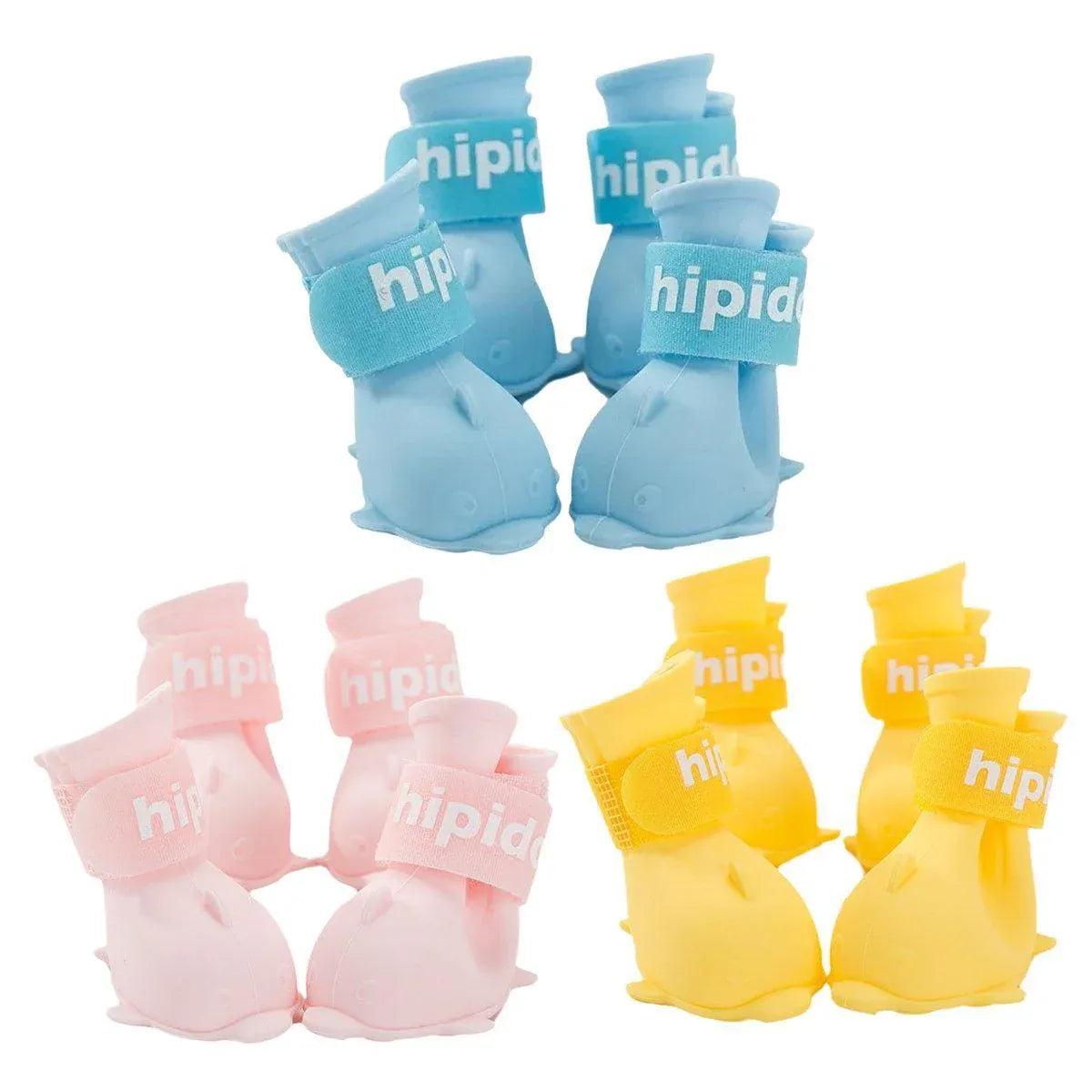 4pcs Cartoon Pet Rain Boots Waterproof Non-Slip Wear-Resistant Shoes for Dogs - Blue - L