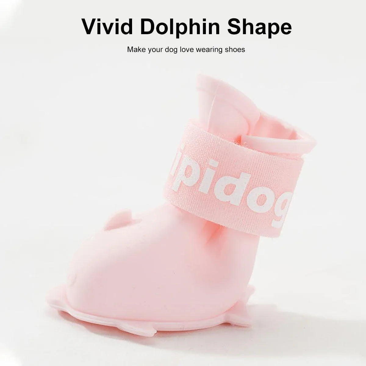 4pcs Cartoon Pet Rain Boots Waterproof Non-Slip Wear-Resistant Shoes for Dogs - Pink - M