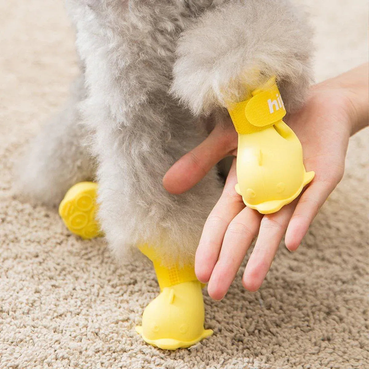4pcs Cartoon Pet Rain Boots Waterproof Non-Slip Wear-Resistant Shoes for Dogs - Pink - M