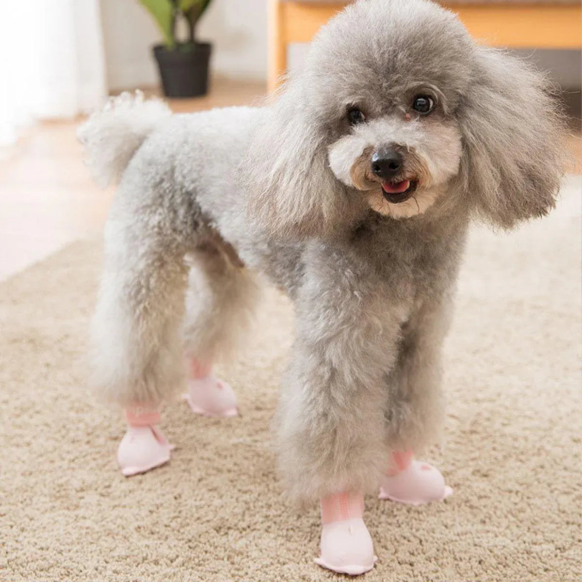4pcs Cartoon Pet Rain Boots Waterproof Non-Slip Wear-Resistant Shoes for Dogs - Pink - M