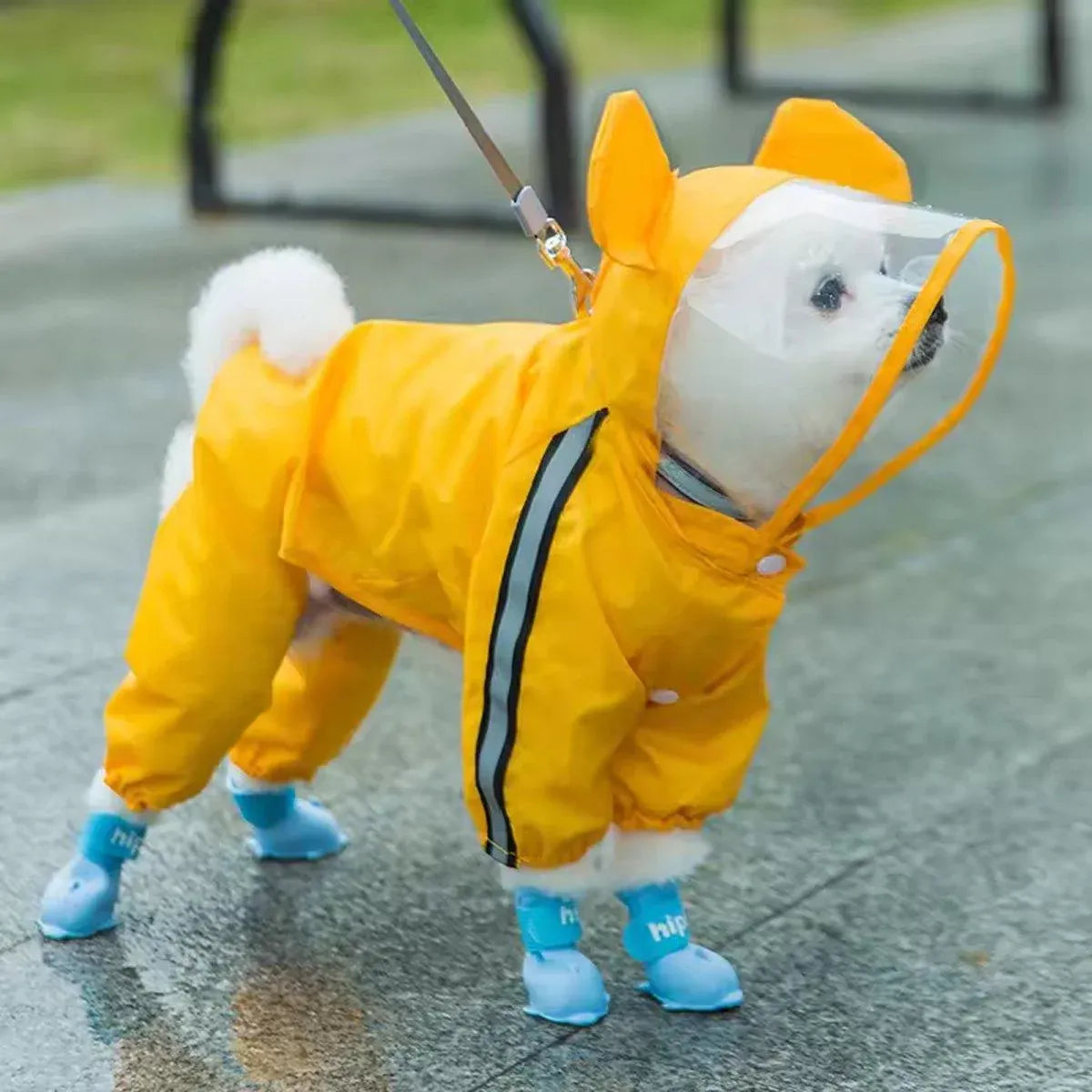 4pcs Cartoon Pet Rain Boots Waterproof Non-Slip Wear-Resistant Shoes for Dogs - Yellow - S