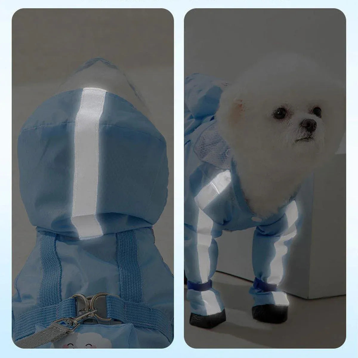 Waterproof Dog Raincoat with Feet Full Coverage Pet Rainy Clothes for Small Dogs - Blue - M