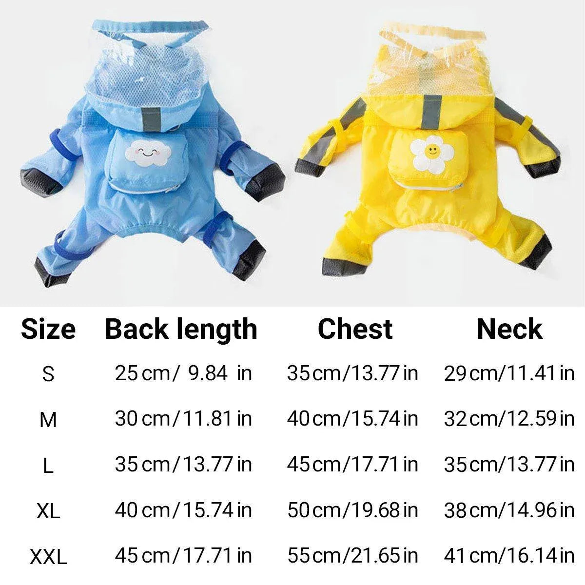 Waterproof Dog Raincoat with Feet Full Coverage Pet Rainy Clothes for Small Dogs - Blue - M