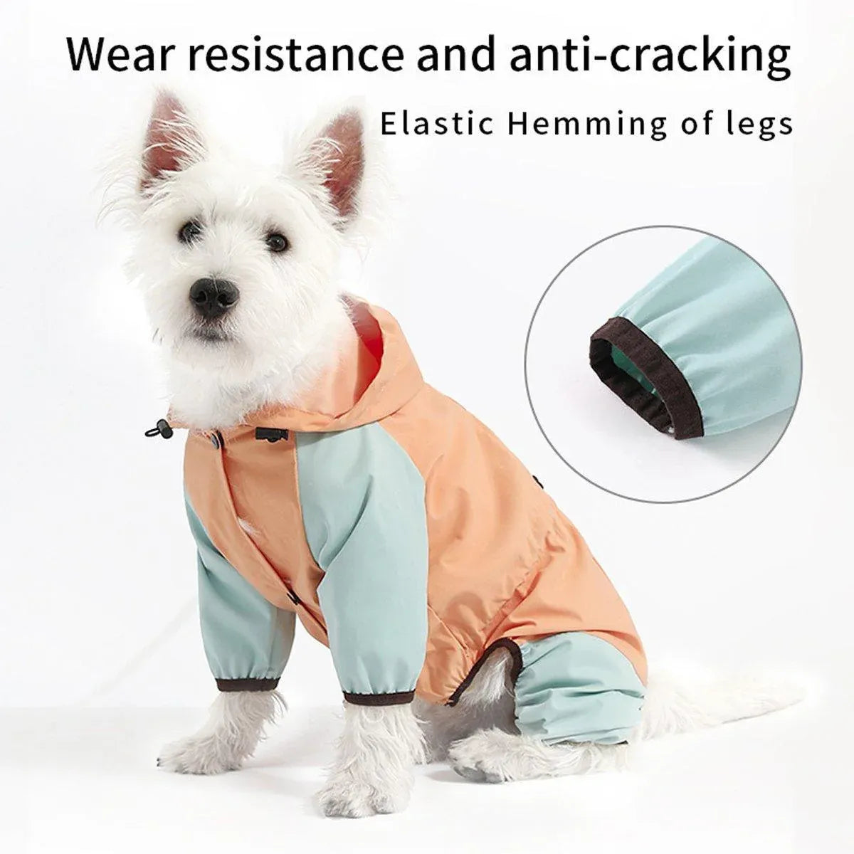 Waterproof Four Foot Dog Raincoat for Small Medium Large Dogs Pet Rainy Day Coat - Light Gray+Dark Grey - XXL