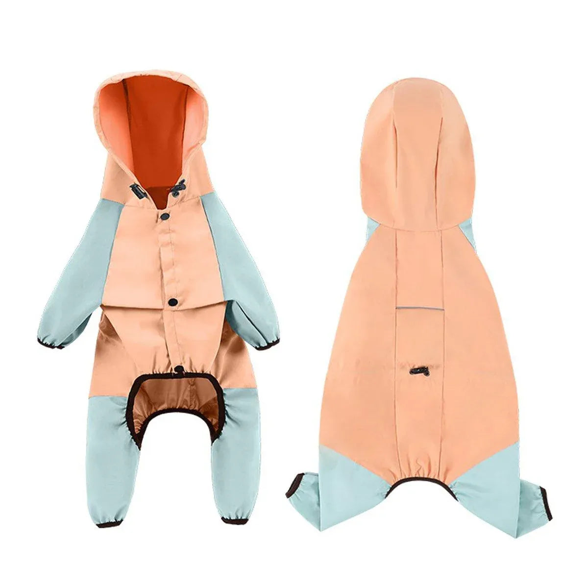 Waterproof Four Foot Dog Raincoat for Small Medium Large Dogs Pet Rainy Day Coat - Light Gray+Dark Grey - XXL