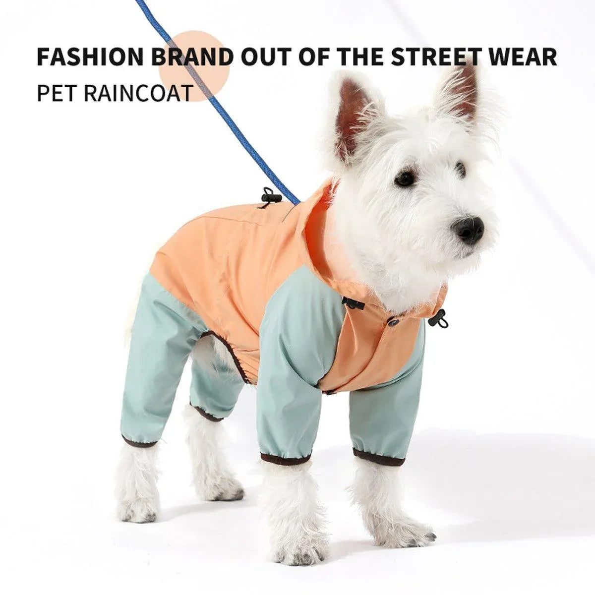 Waterproof Four Foot Dog Raincoat for Small Medium Large Dogs Pet Rainy Day Coat - Light Gray+Dark Grey - XXL