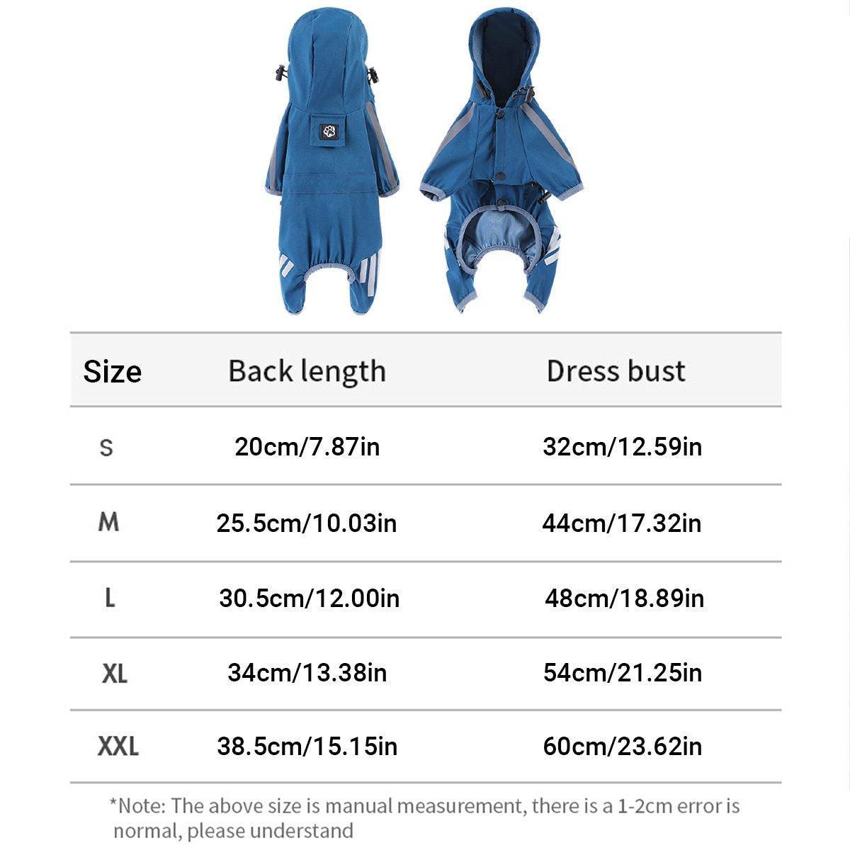 Waterproof Four Corner Pet Raincoats In Large Medium And Small Sizes Are Suitable For Dogs - Blue - XL