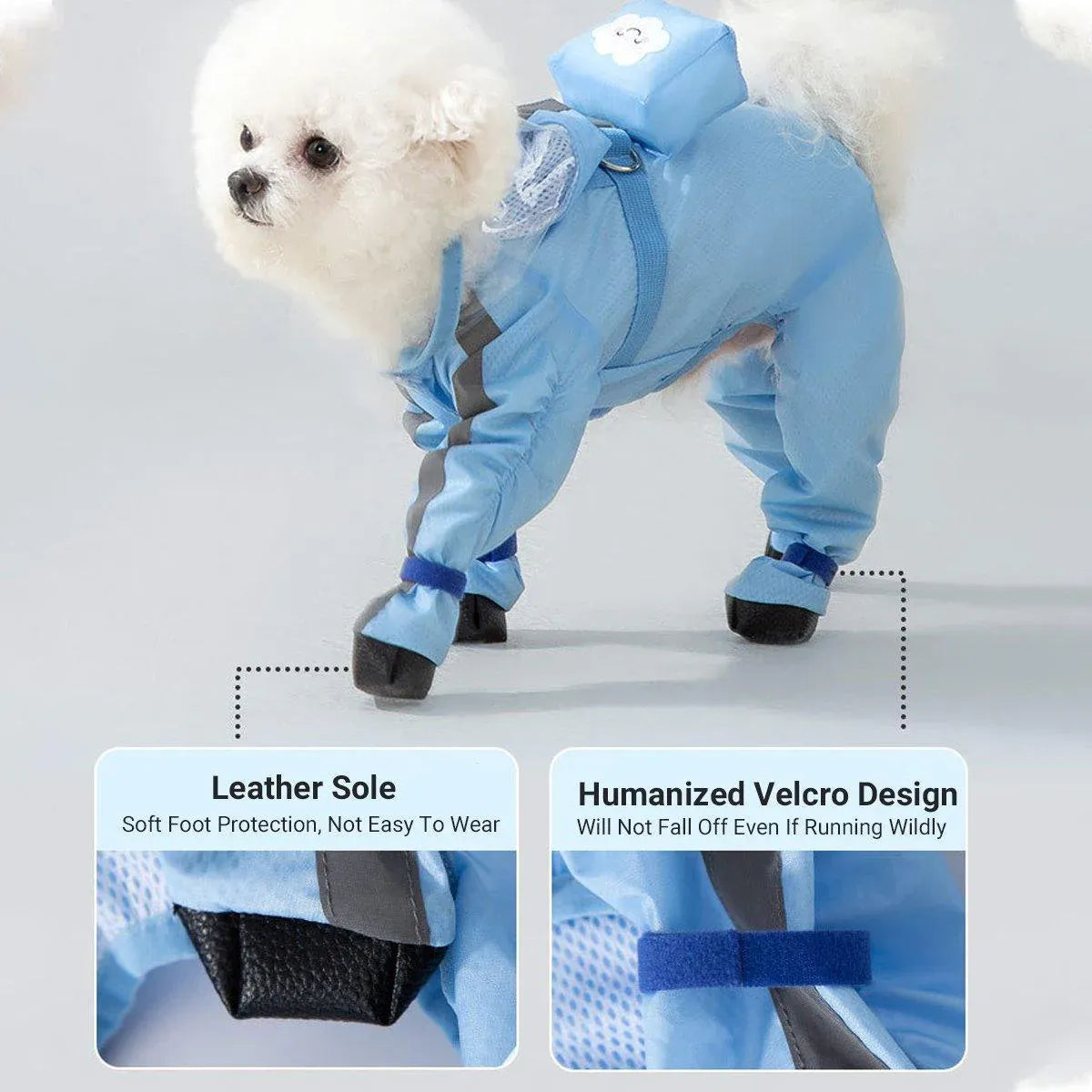 Waterproof Dog Raincoat with Feet Full Coverage Pet Rainy Clothes for Small Dogs - Yellow - M