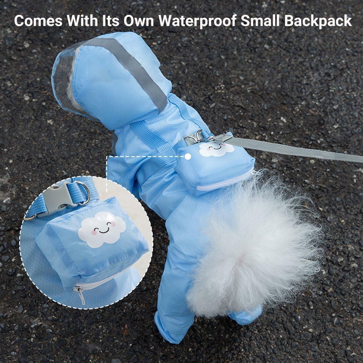 Waterproof Dog Raincoat with Feet Full Coverage Pet Rainy Clothes for Small Dogs - Yellow - M
