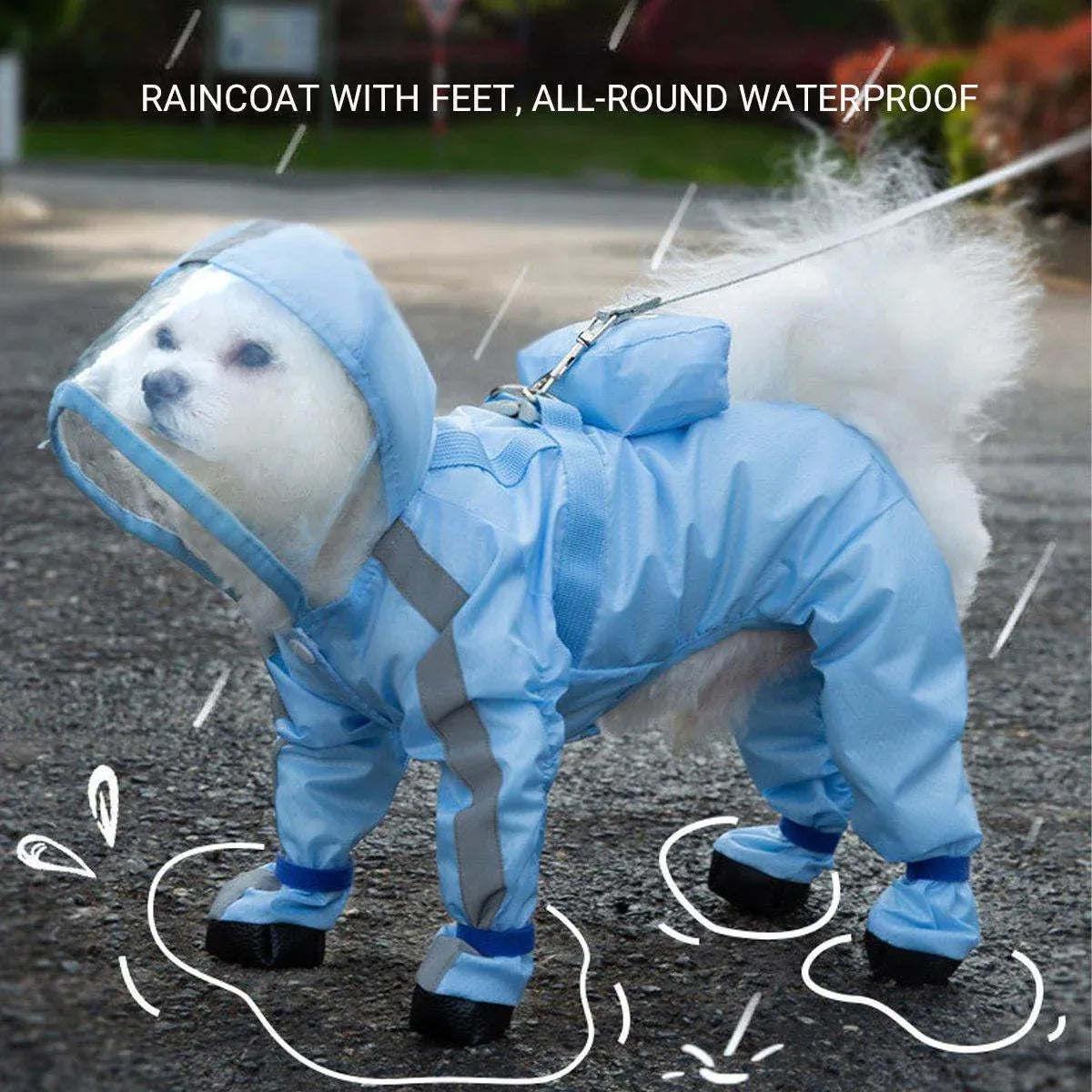 Waterproof Dog Raincoat with Feet Full Coverage Pet Rainy Clothes for Small Dogs - Yellow - M