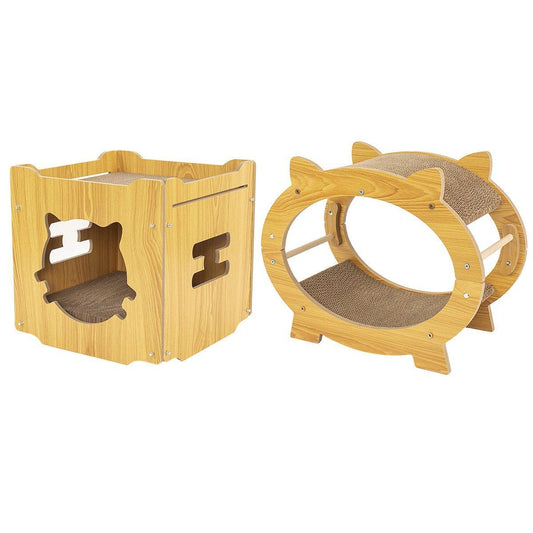 Durable Cat Scratcher Lounge Corrugated Scratching Wood Board - Square