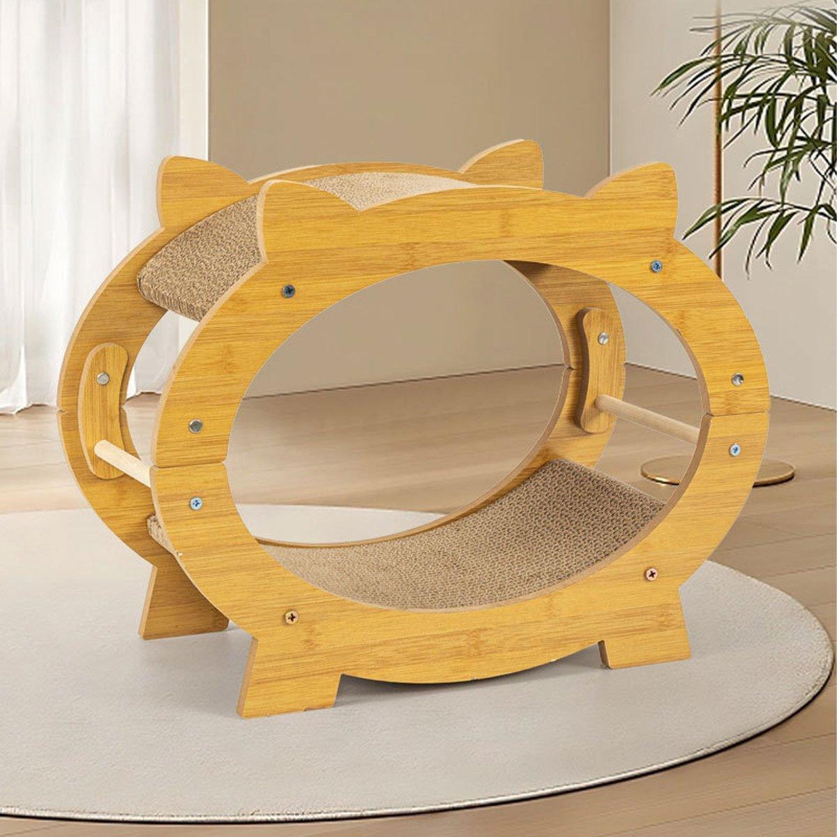 Durable Cat Scratcher Lounge Corrugated Scratching Wood Board - Oval