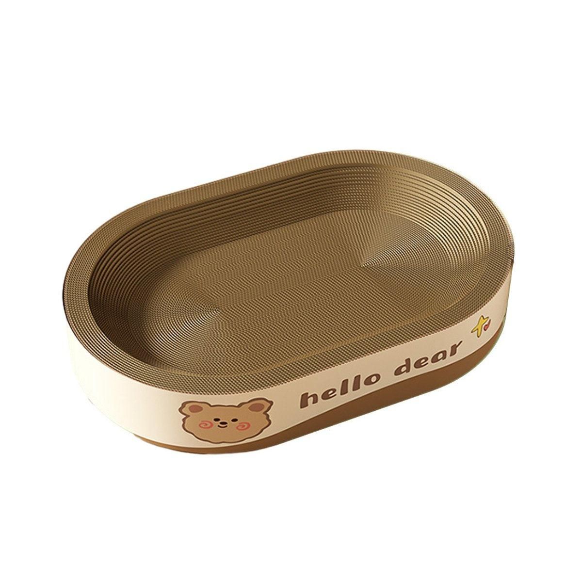 Extra-Large Oval Cat Scratching Board Durable Pet Toy Cat Kittens Wear Resistant - Bear