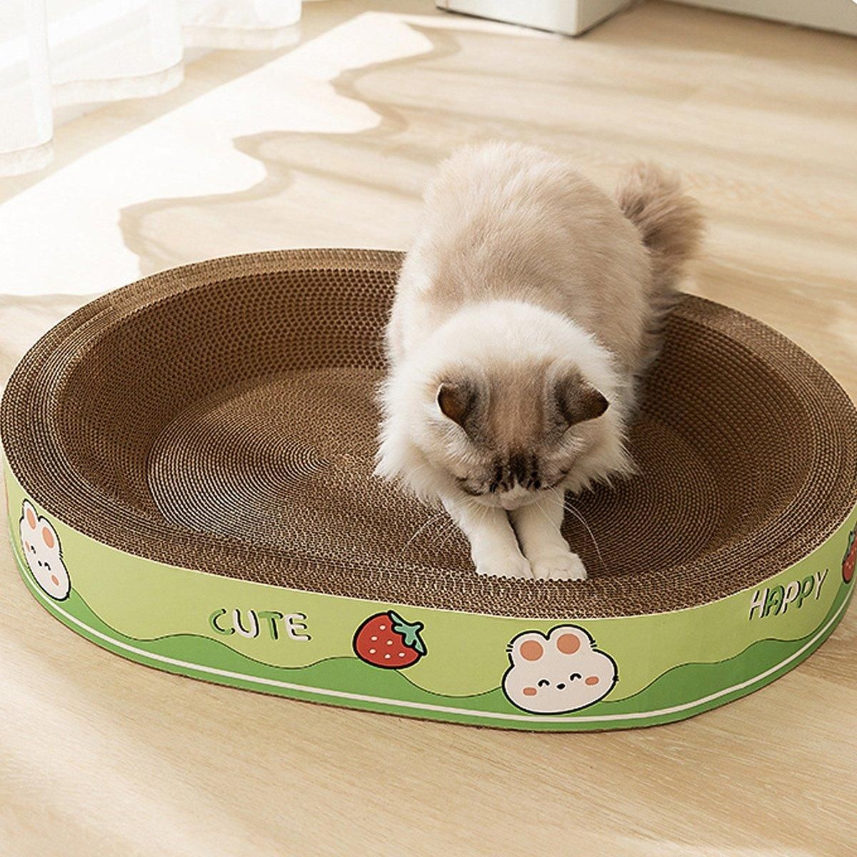 Extra-Large Oval Cat Scratching Board Durable Pet Toy Cat Kittens Wear Resistant - Bear