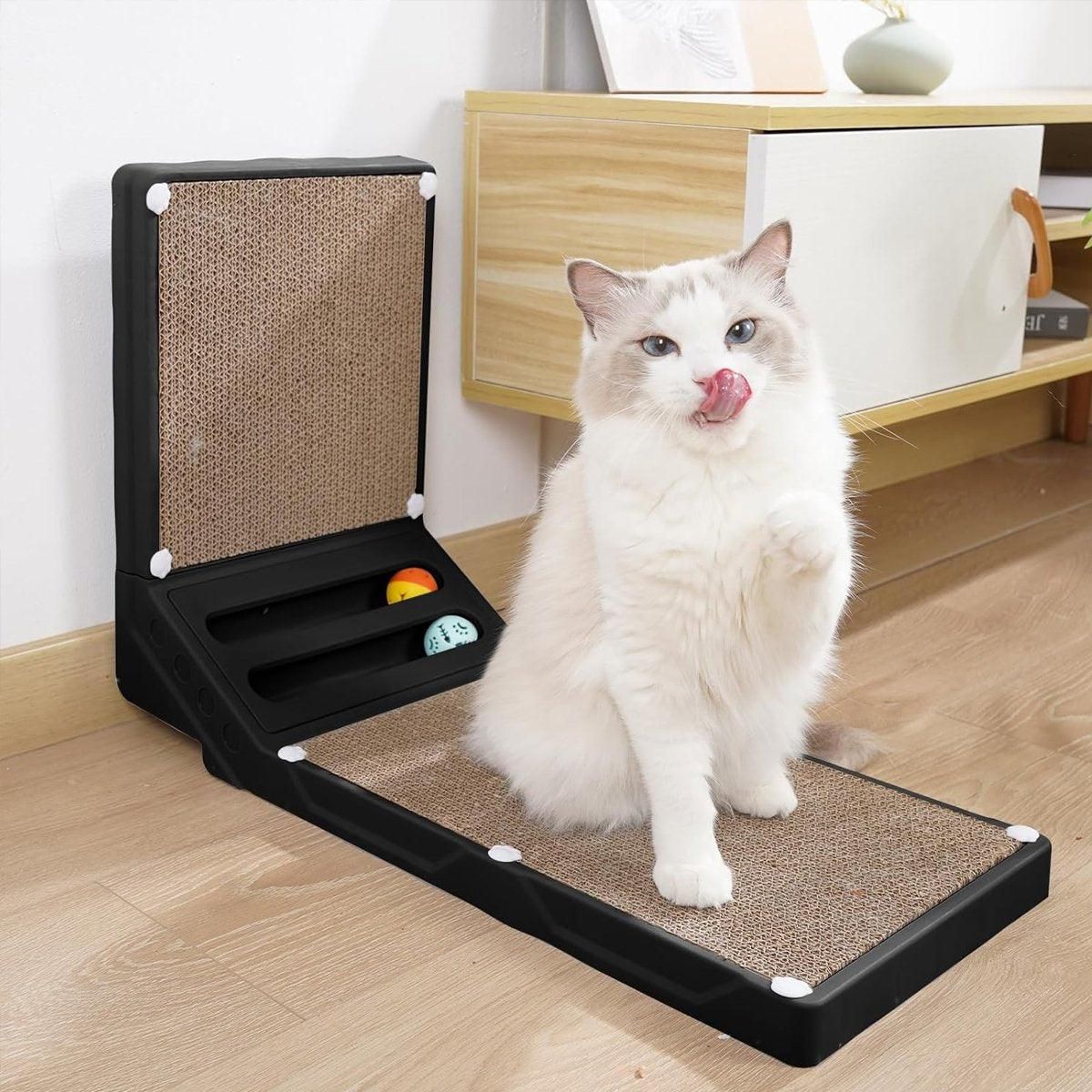 L-shaped Cat Scratching Board Vertical Claw Toy Cat Scratcher for Pet Playtime - Black