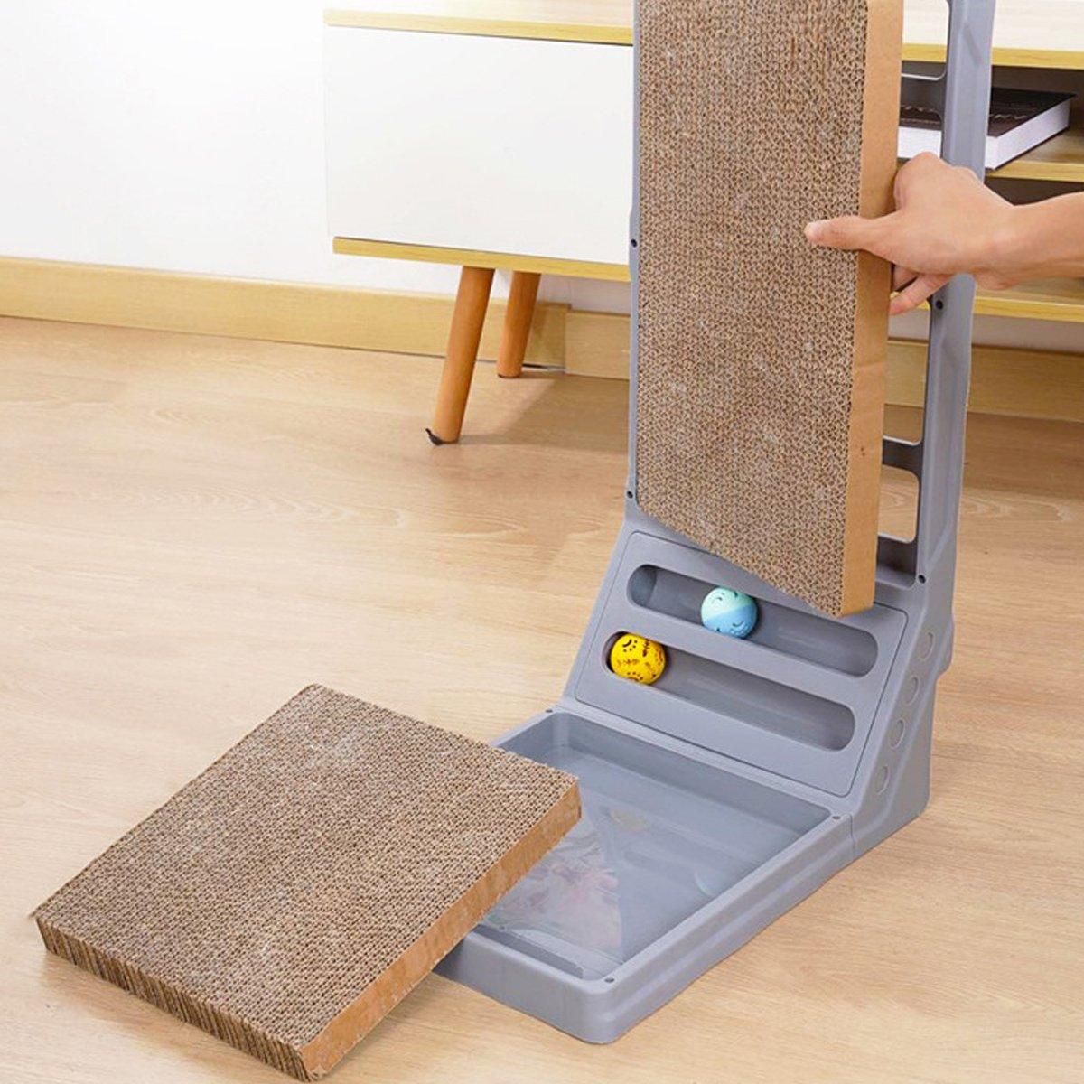 L-shaped Cat Scratching Board Vertical Claw Toy Cat Scratcher for Pet Playtime - Black