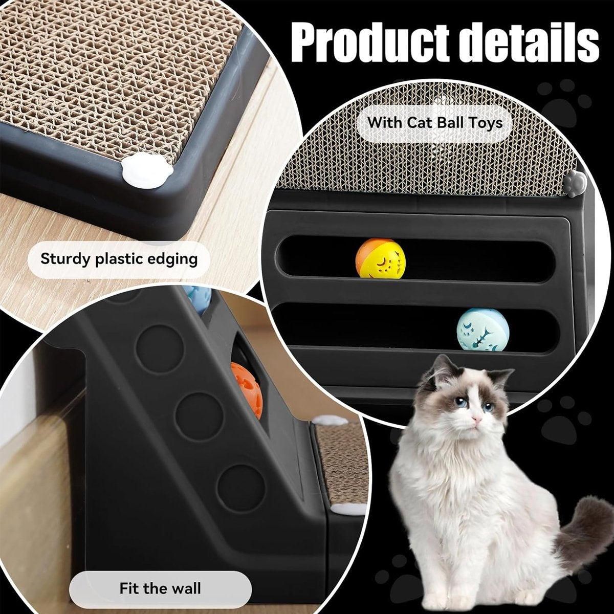 L-shaped Cat Scratching Board Vertical Claw Toy Cat Scratcher for Pet Playtime - Grey