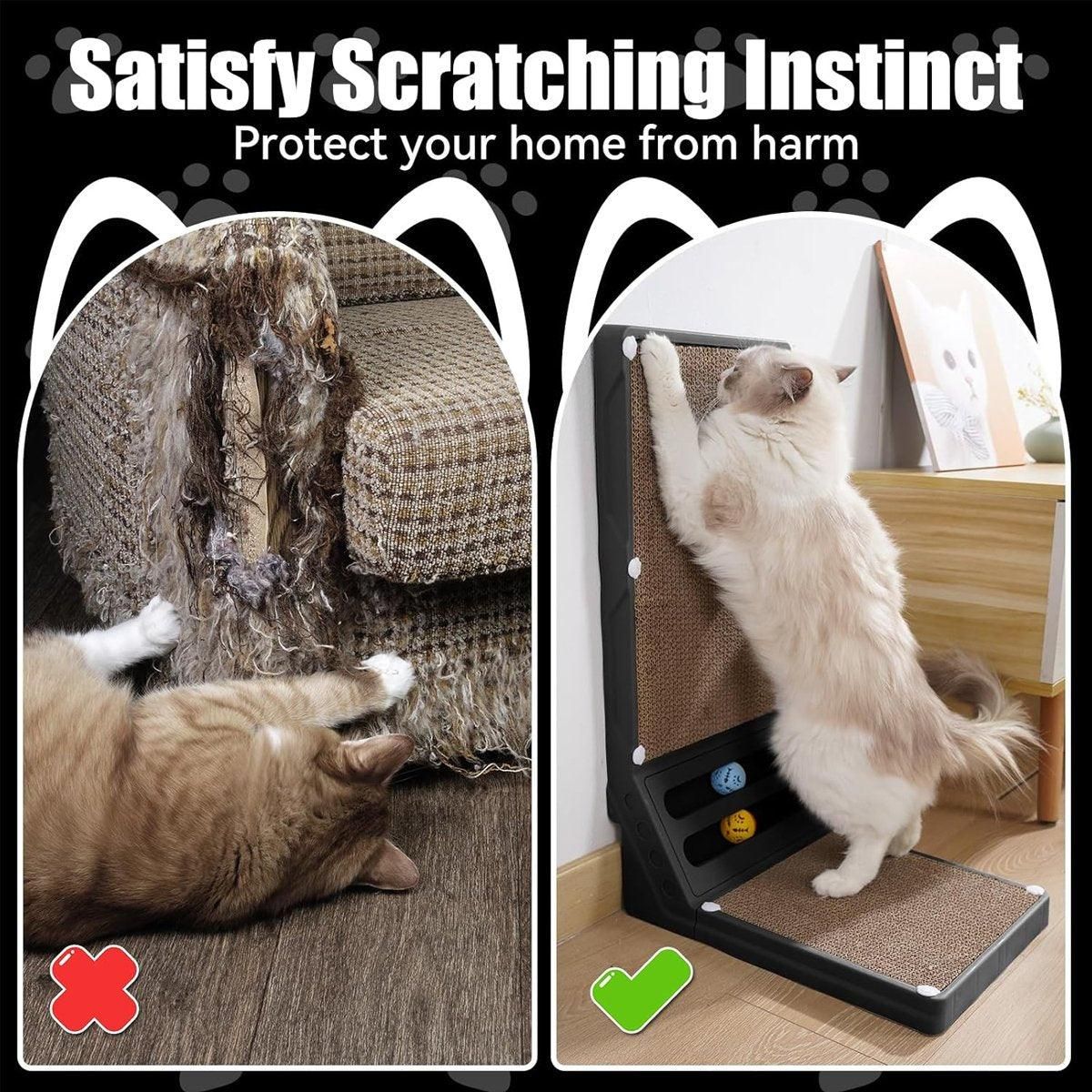 L-shaped Cat Scratching Board Vertical Claw Toy Cat Scratcher for Pet Playtime - Grey