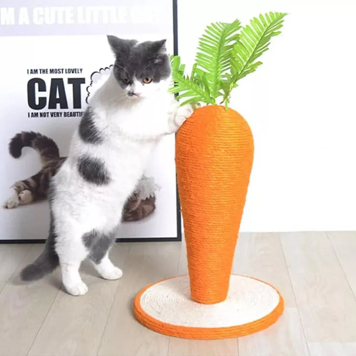 Carrot Cat Scratching Post Vertical Climbing Frame Interactive Toy for Cats