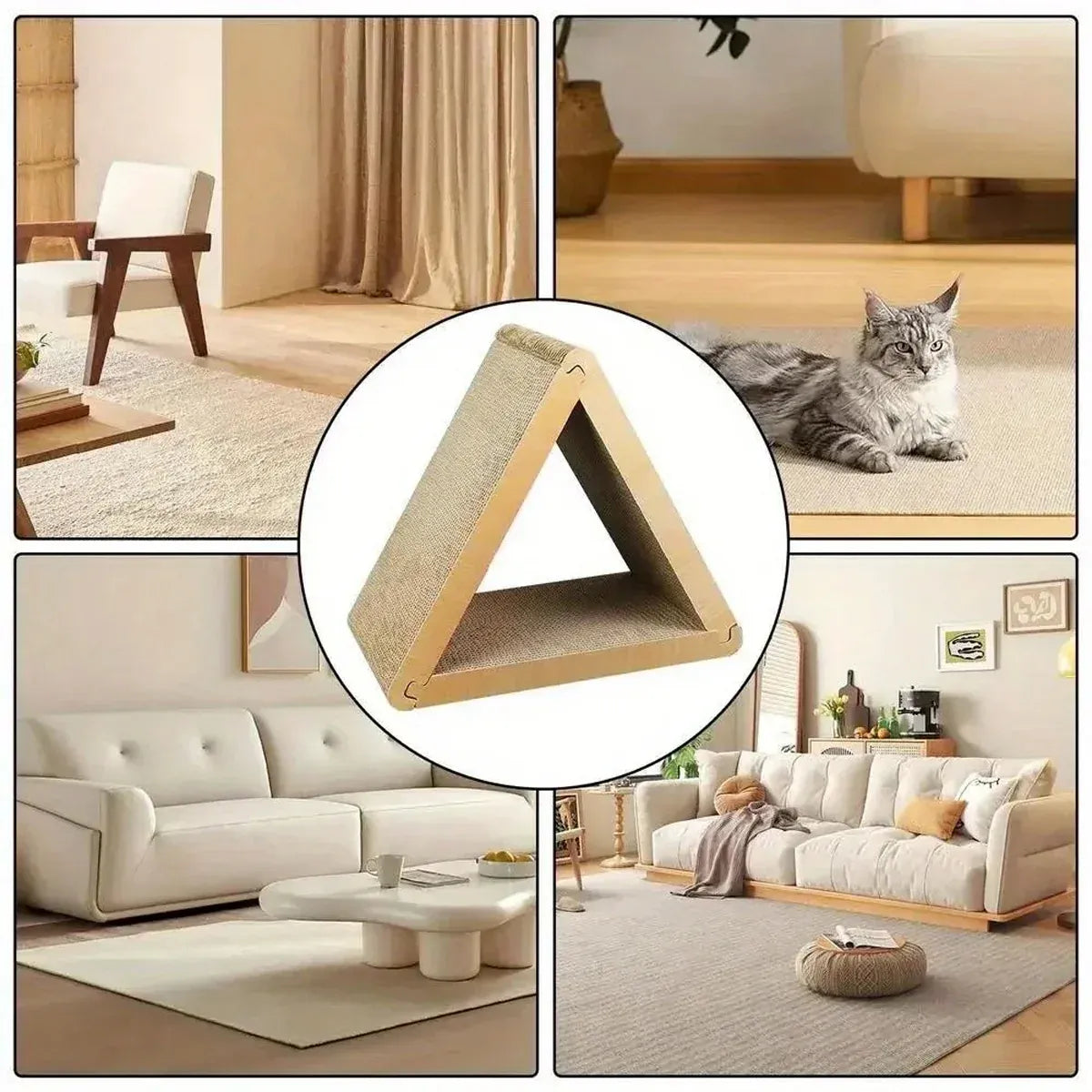 Triangular Cat Scratching Board Corrugated Paper Scratcher Pad Scraper Kitten