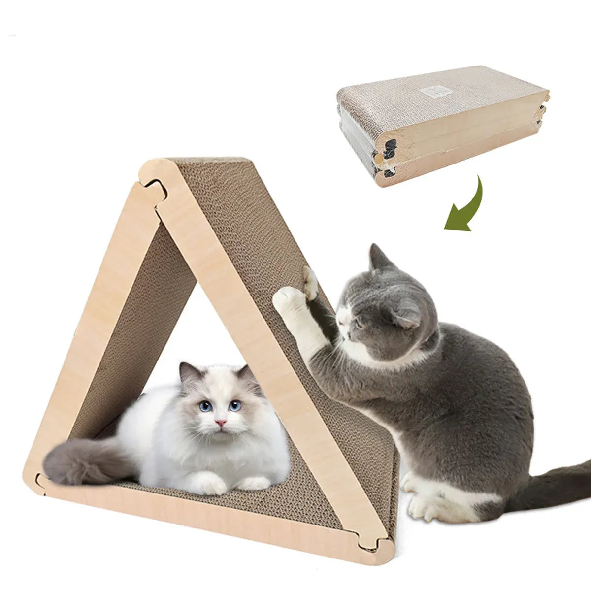 Triangular Cat Scratching Board Corrugated Paper Scratcher Pad Scraper Kitten