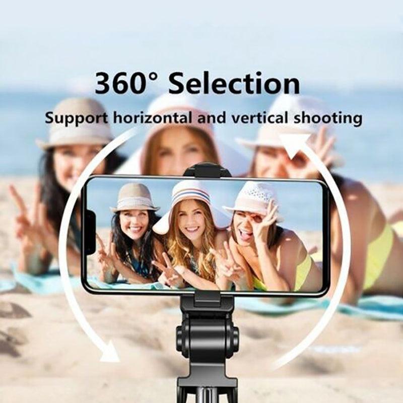 Wireless Bluetooth Selfie Stick Tripod with Remote Control for Phones 6 in 1 - Black