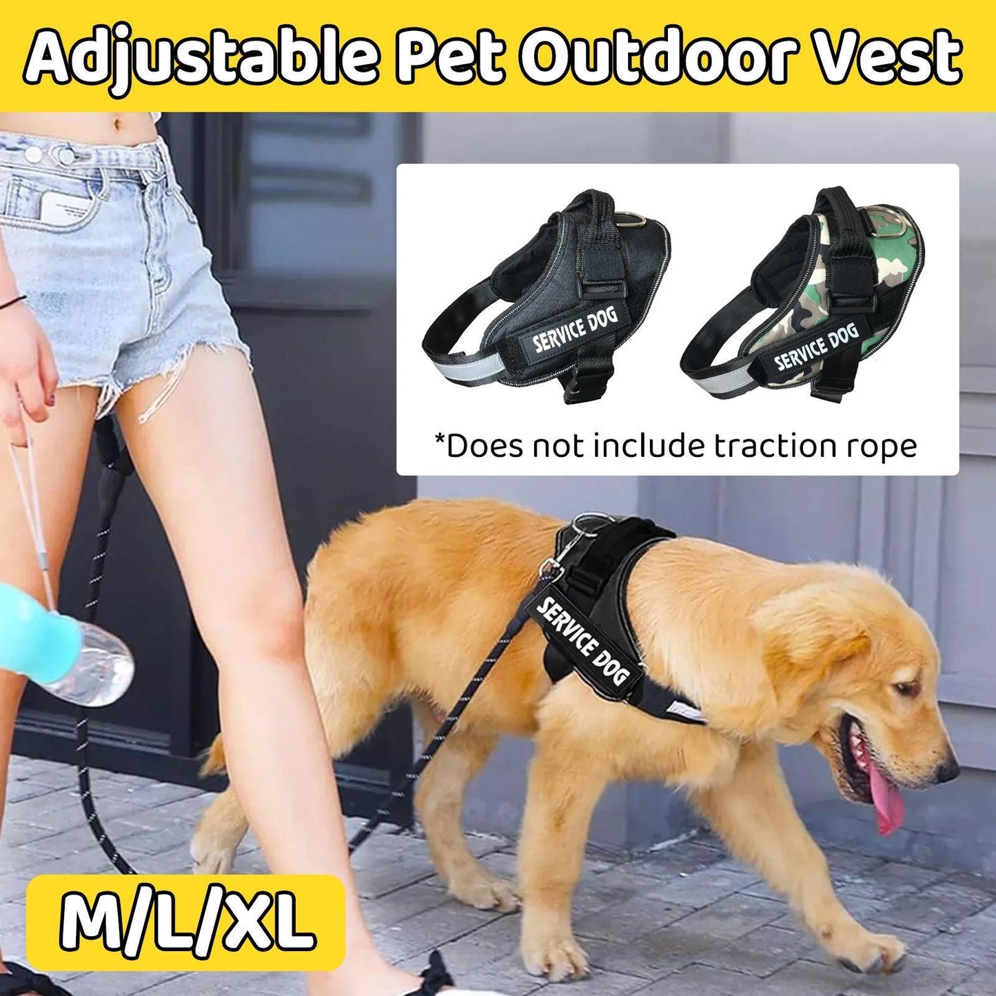 Adjustable Dog Vest Harness for Small Medium Dogs Comfortable No Pull Design - Camouflage-L