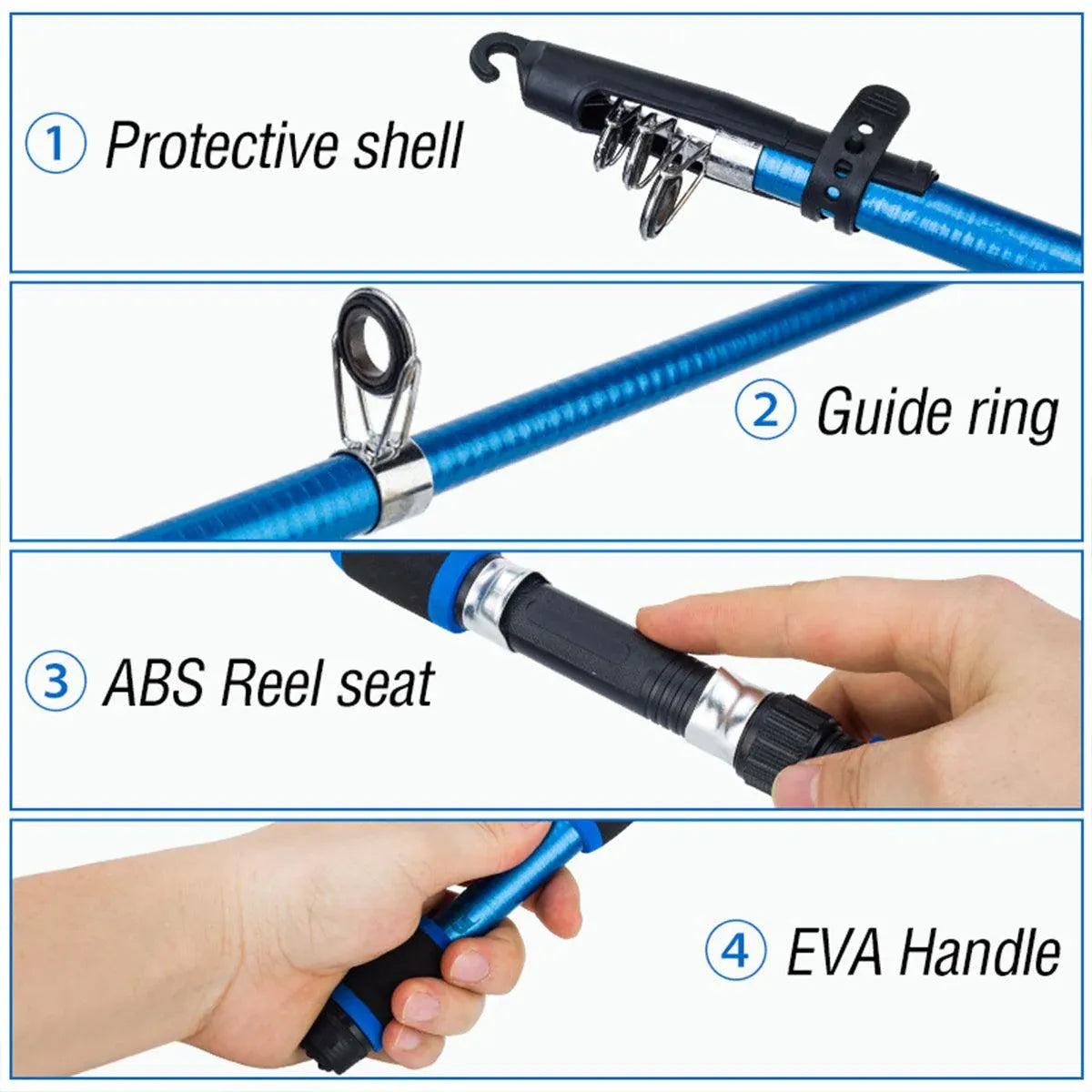 Telescopic Fishing Rod Lightweight Portable Sea Casting Rod Durable Glass Steel - Yellow