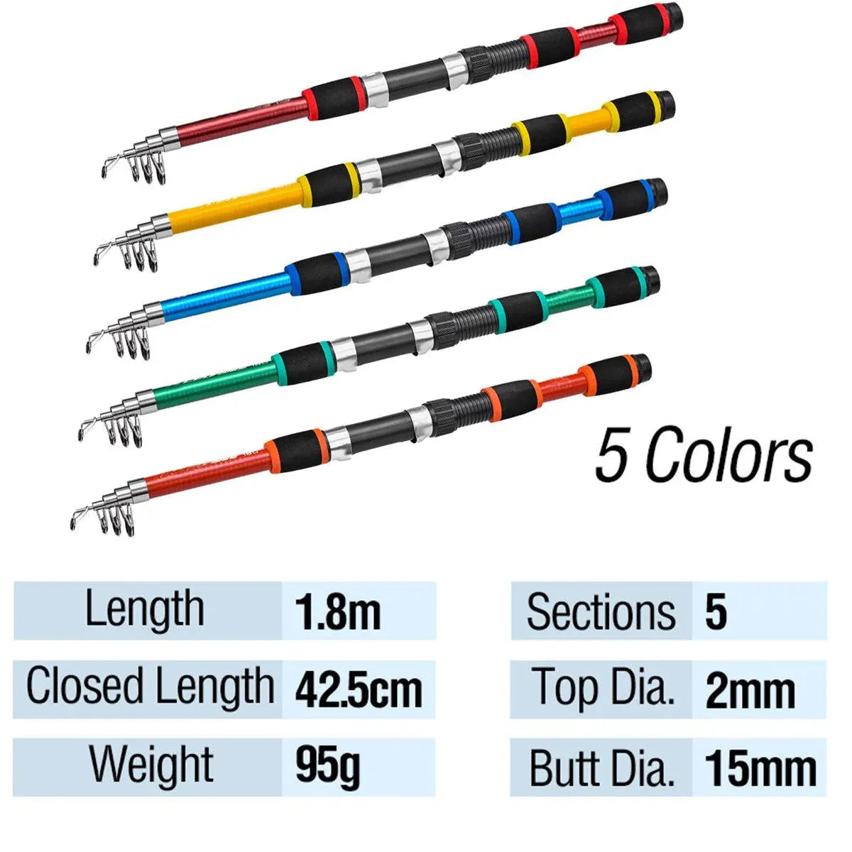 Telescopic Fishing Rod Lightweight Portable Sea Casting Rod Durable Glass Steel - Yellow