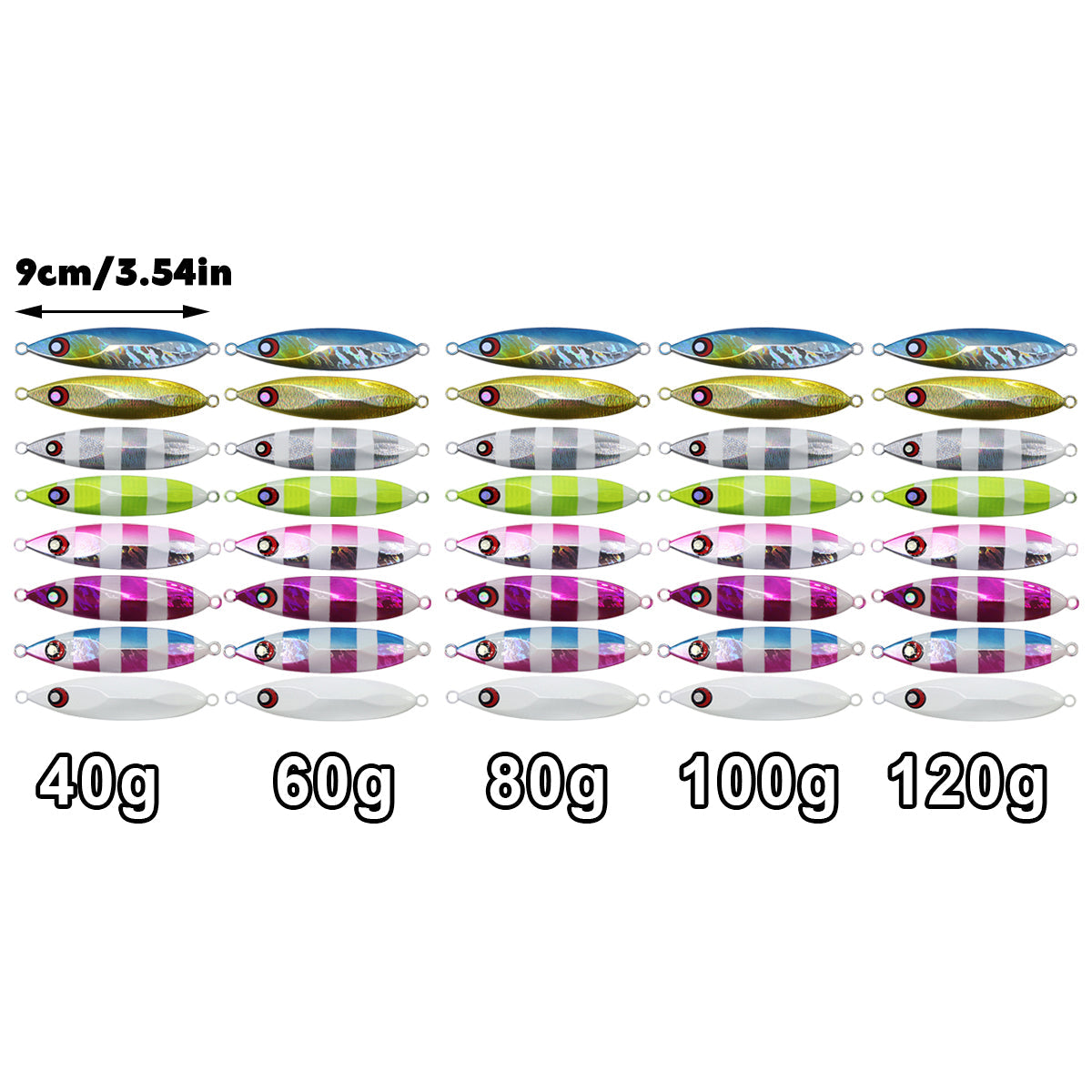 Fishing Lure Bait Set 8pcs Conical Boat Tackle Artificial Hard Bait Accessories - 120g
