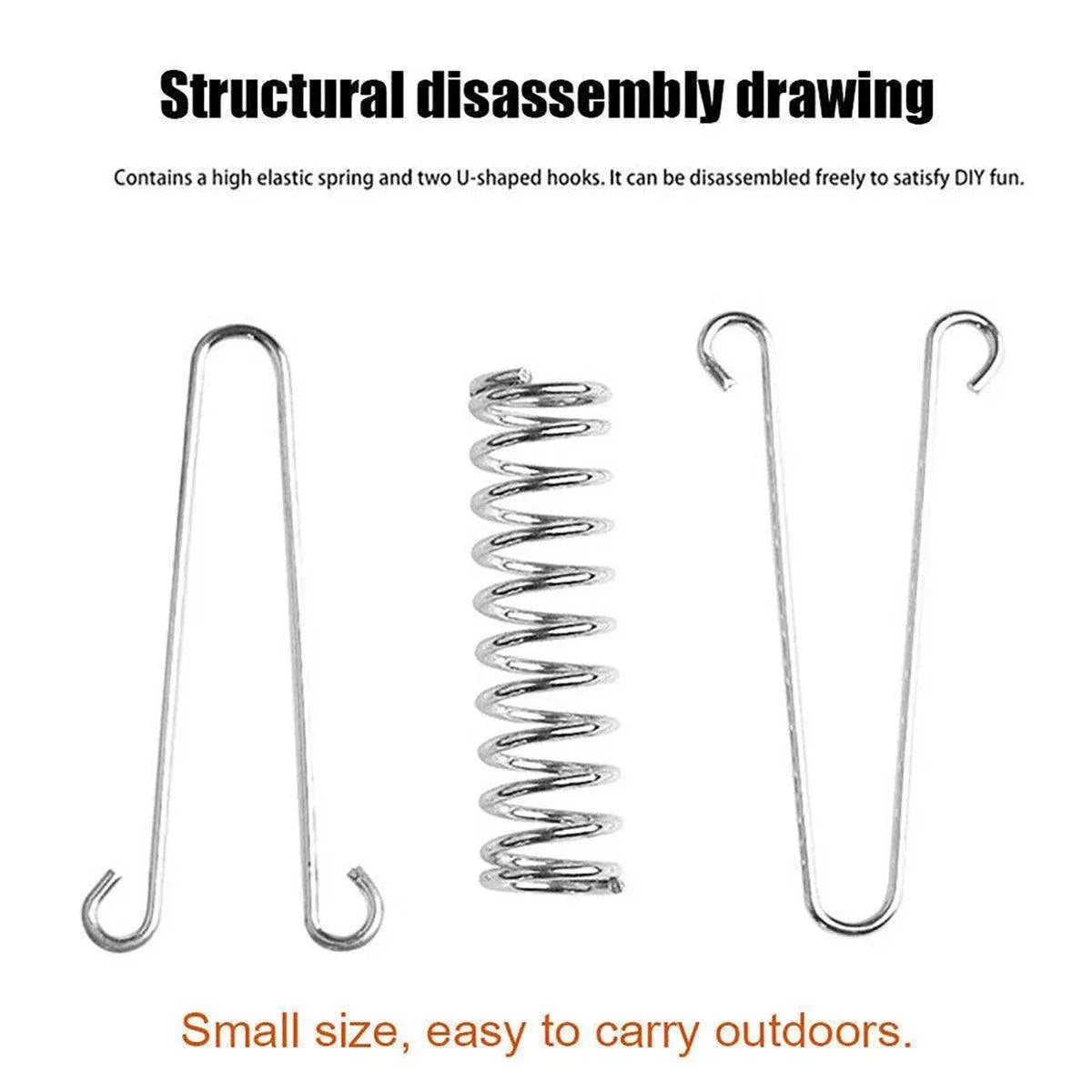 1-15PCS Outdoor Camping Tent Spring Wind Rope Buckle Fix Hook Buckles Silver Red - 10pair