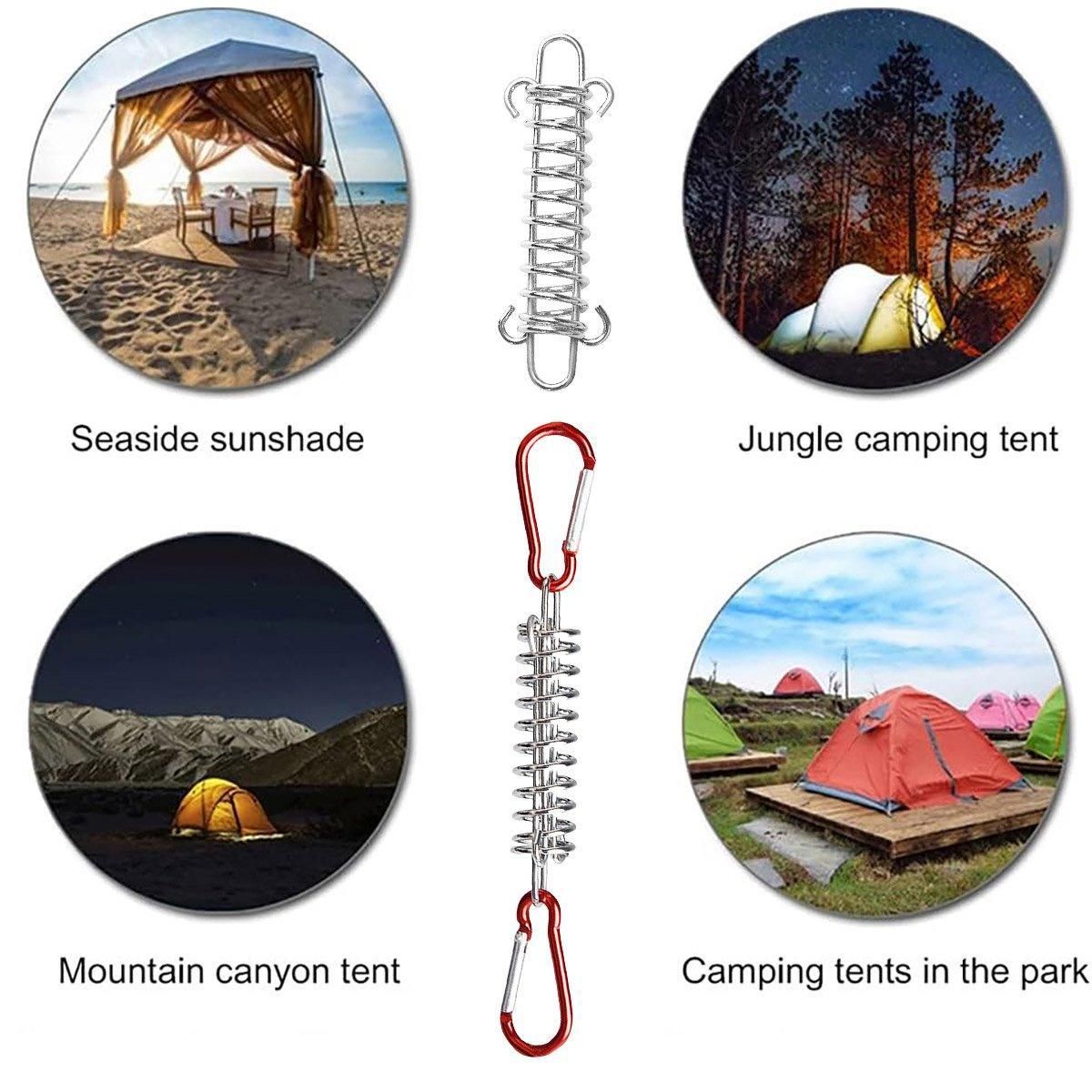 1-15PCS Outdoor Camping Tent Spring Wind Rope Buckle Fix Hook Buckles Silver Red - 5pair