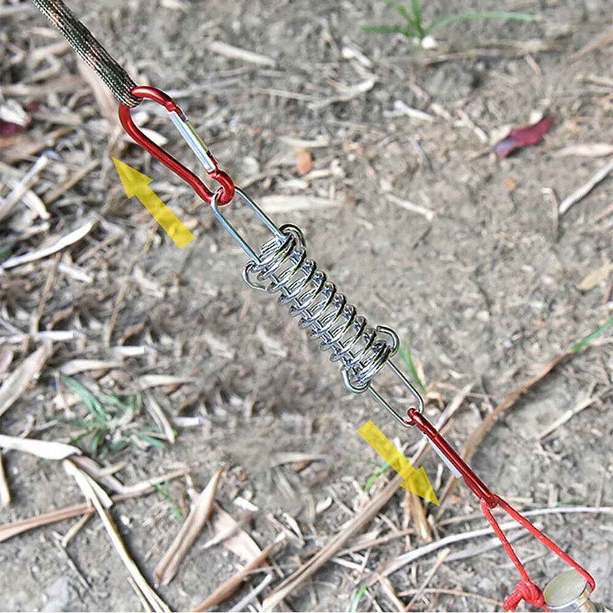 1-15PCS Outdoor Camping Tent Spring Wind Rope Buckle Fix Hook Buckles Silver Red - 5pair