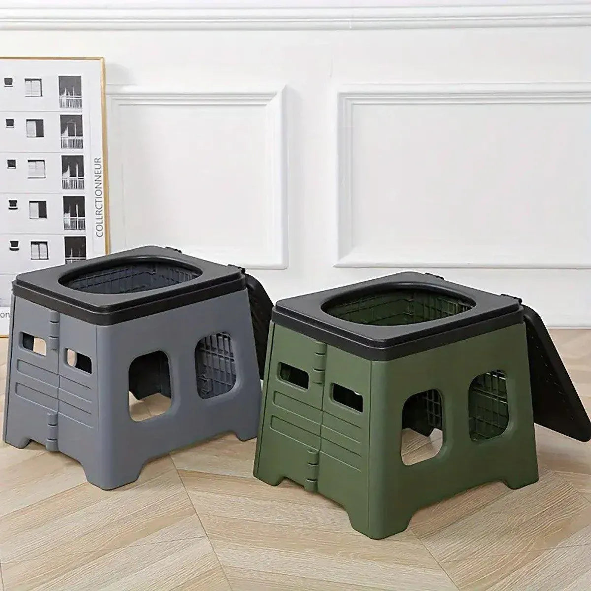 Outdoor Travel Toilet Portable Folding Stool Seat for Camping Hiking and Outdoor - Green