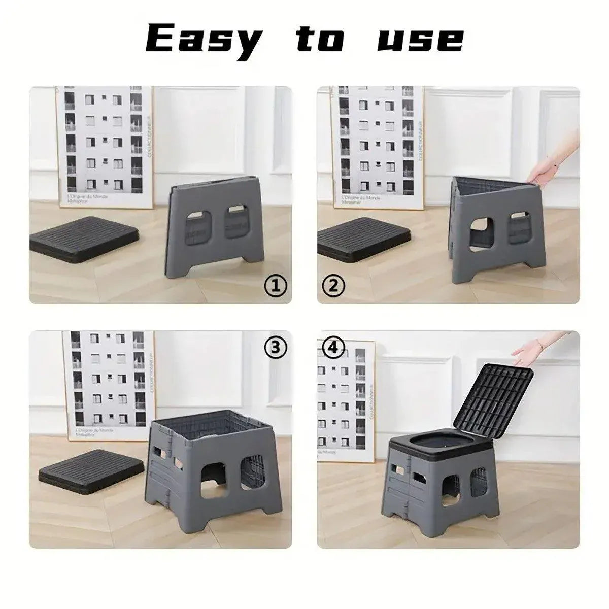 Outdoor Travel Toilet Portable Folding Stool Seat for Camping Hiking and Outdoor - Grey