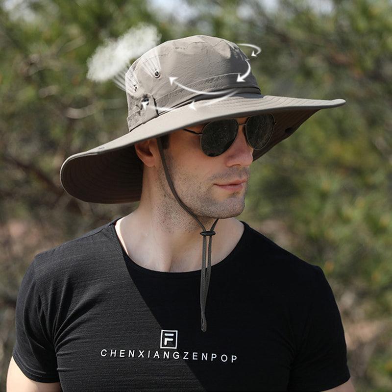 Outdoor Uv Protection Sun Hat Wide Brim Cap Quick-Drying Hat For Fishing Hiking - Beige