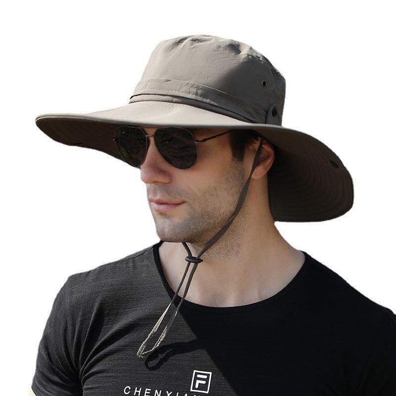Outdoor Uv Protection Sun Hat Wide Brim Cap Quick-Drying Hat For Fishing Hiking - Beige