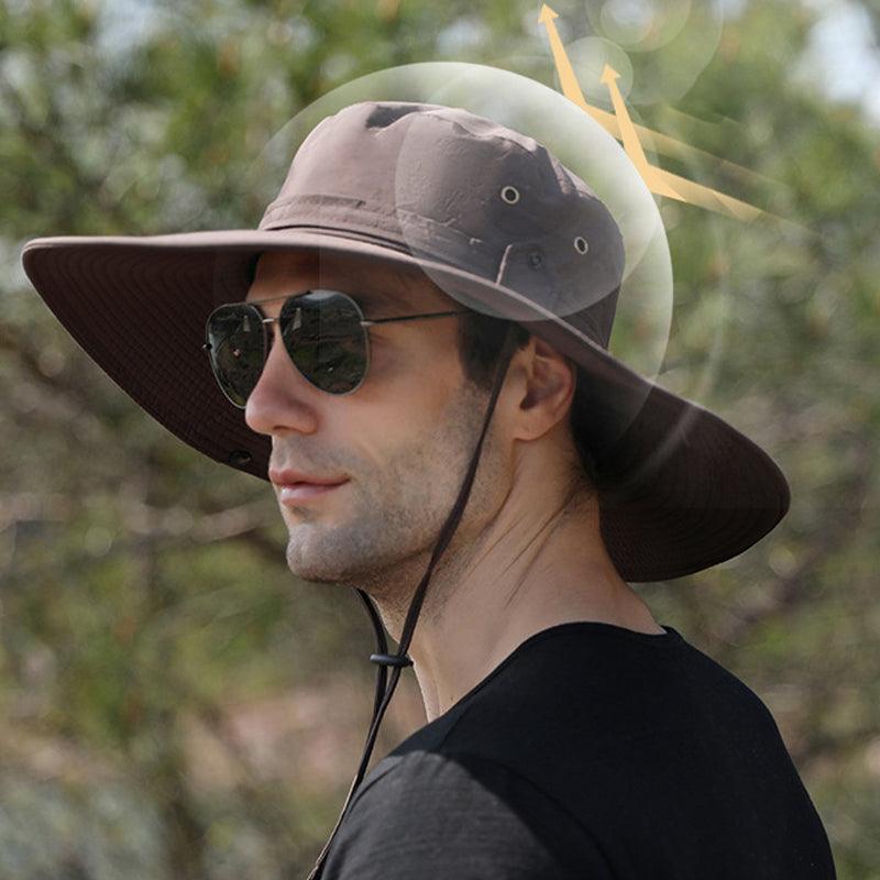 Outdoor Uv Protection Sun Hat Wide Brim Cap Quick-Drying Hat For Fishing Hiking - Beige