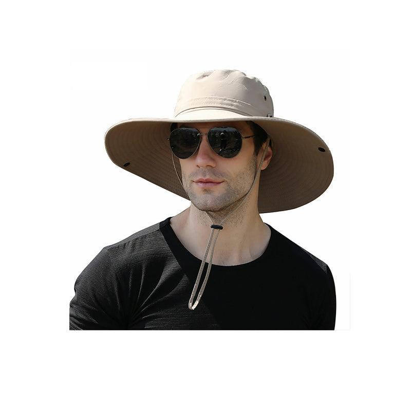 Outdoor Uv Protection Sun Hat Wide Brim Cap Quick-Drying Hat For Fishing Hiking - Black