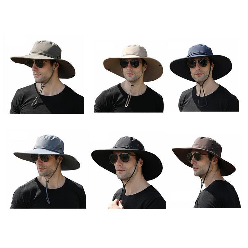 Outdoor Uv Protection Sun Hat Wide Brim Cap Quick-Drying Hat For Fishing Hiking - Coffee