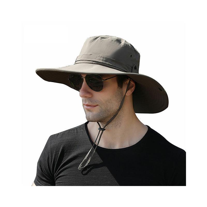 Outdoor Uv Protection Sun Hat Wide Brim Cap Quick-Drying Hat For Fishing Hiking - Grey