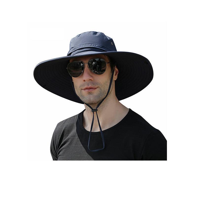 Outdoor Uv Protection Sun Hat Wide Brim Cap Quick-Drying Hat For Fishing Hiking - Grey