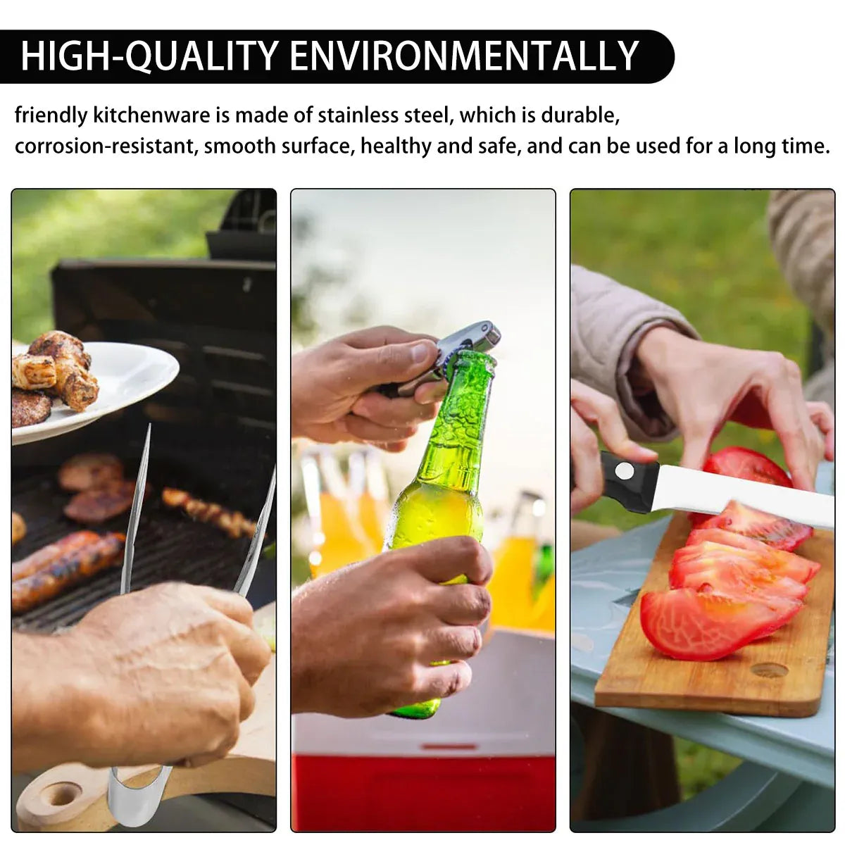 10/20PCS Camping Cutlery Set Outdoor Picnic Utensils Plates Spoons Forks Knives - Black-2 People