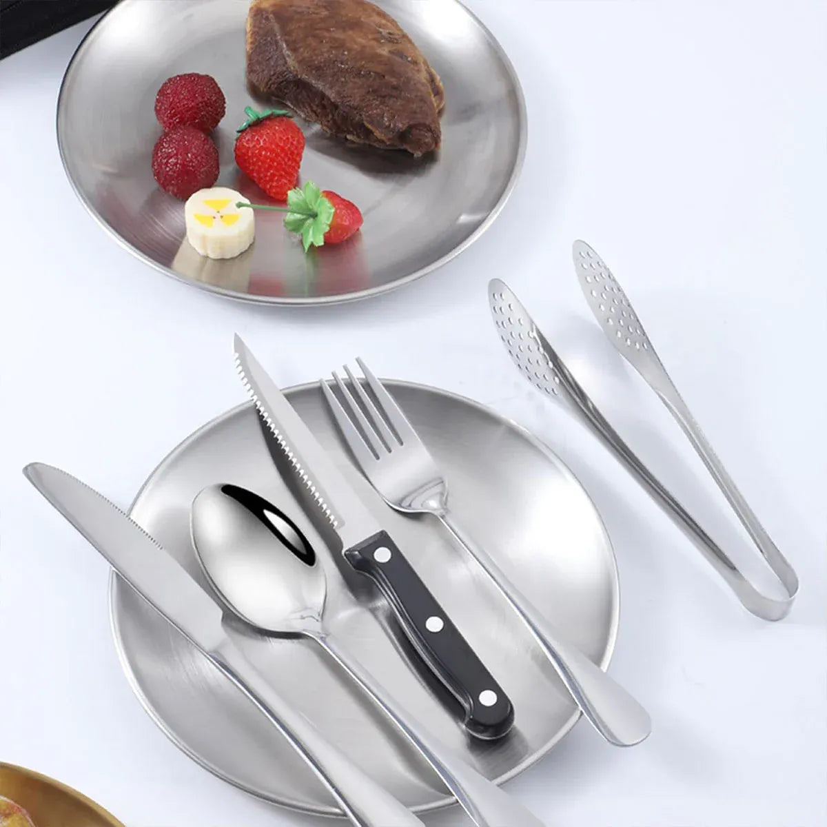 10/20PCS Camping Cutlery Set Outdoor Picnic Utensils Plates Spoons Forks Knives - Red-2 People