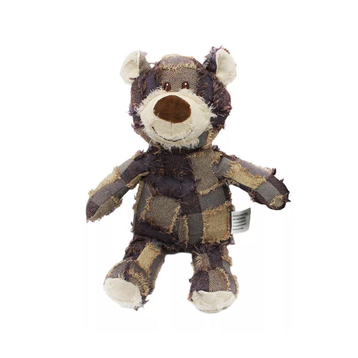 Puppy Squeaky Plush Toy Small Dog Chew Soft Bear Pet Companion - Brown-28cm