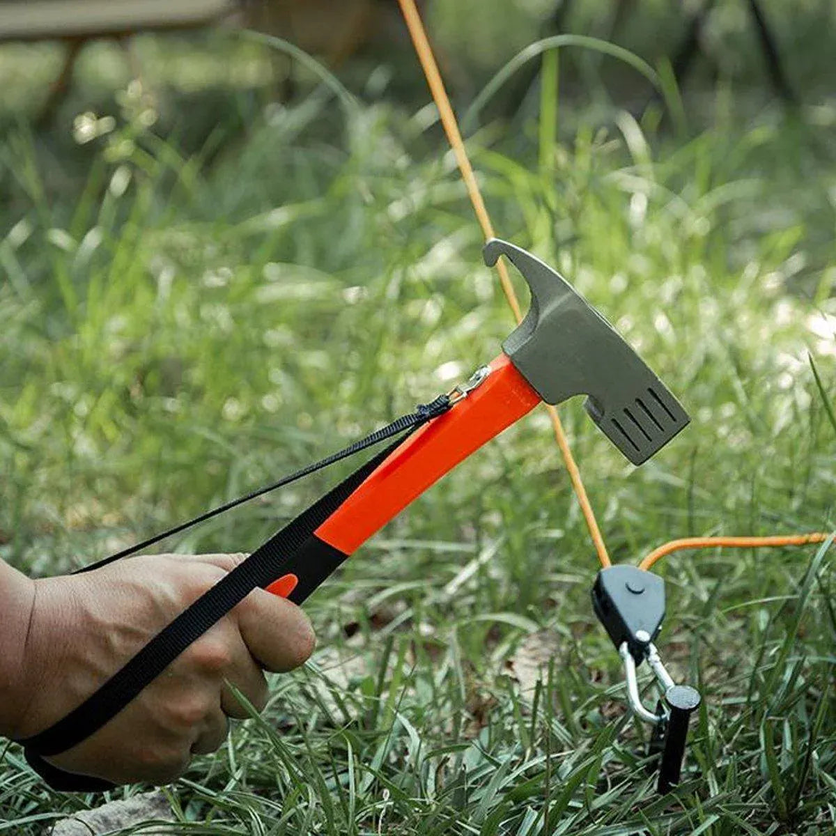 Outdoor Camping Hammer Tent Stake Puller Ground Hammer Heavy Duty Camping Tool - Blue