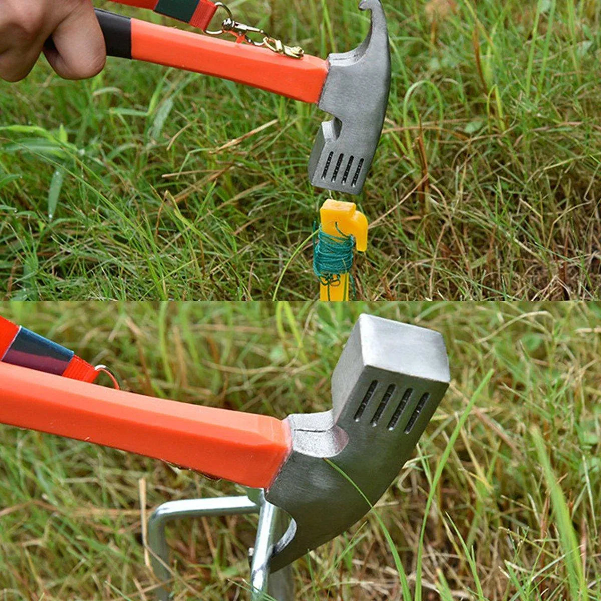 Outdoor Camping Hammer Tent Stake Puller Ground Hammer Heavy Duty Camping Tool - Blue