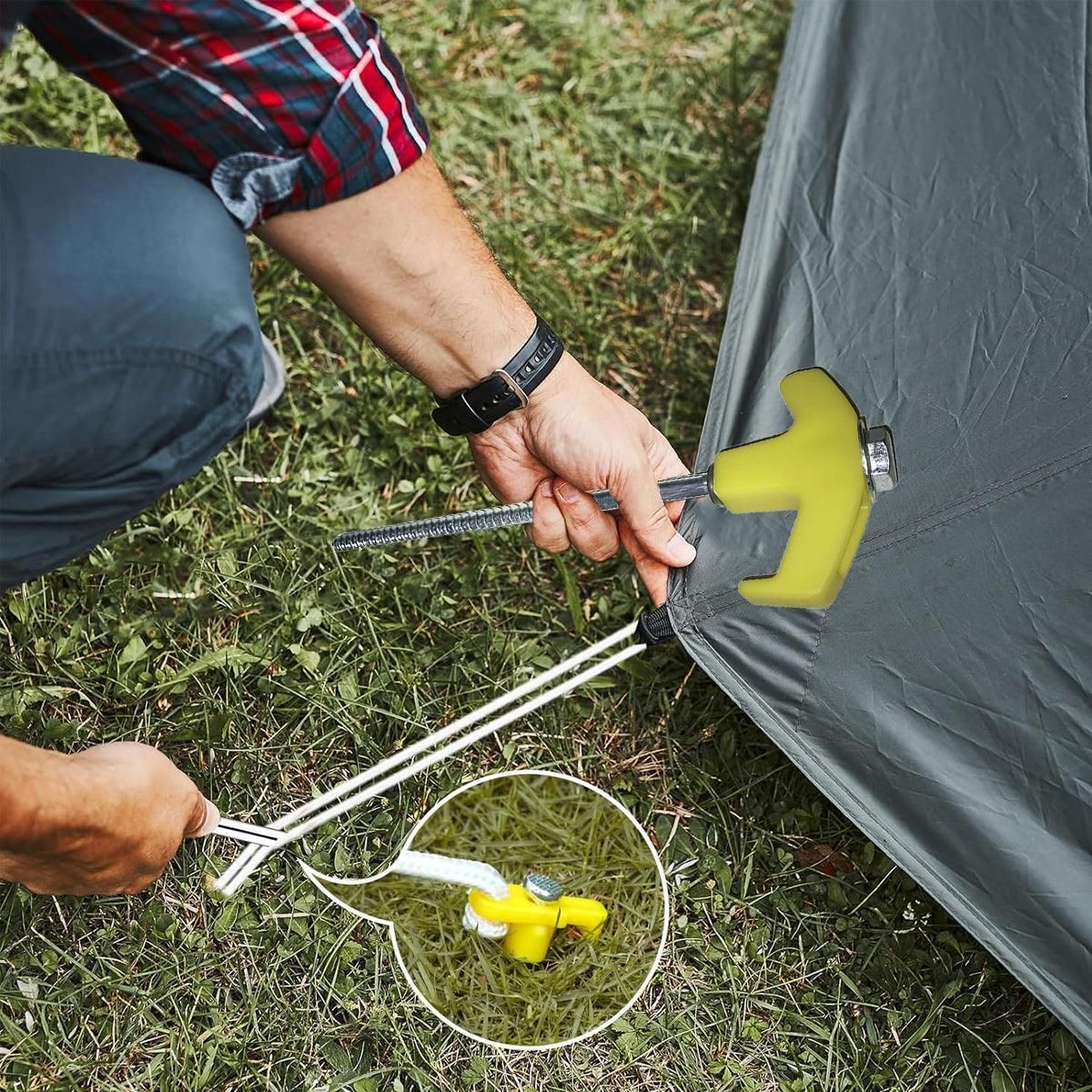 9PCS High Strength Carbon Steel Tent Stakes Outdoor Camping Pegs M8x200 Durable