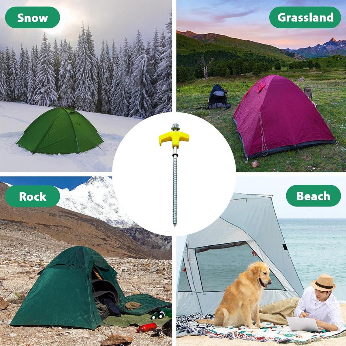 9PCS High Strength Carbon Steel Tent Stakes Outdoor Camping Pegs M8x200 Durable