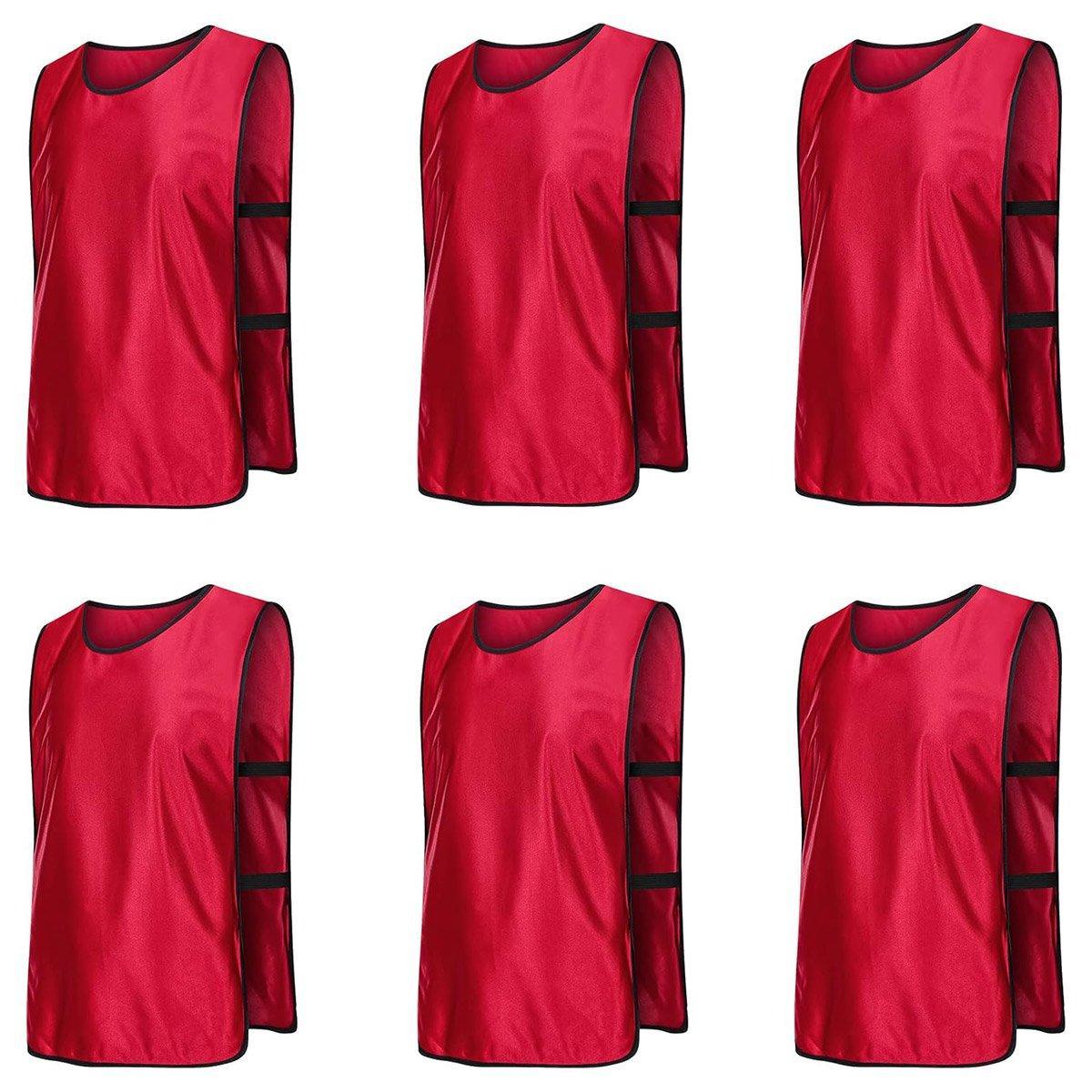 6X Sports Training Bibs Soccer Vests Group Team Bibs Basketball Cricket Football - GrassGreen-M